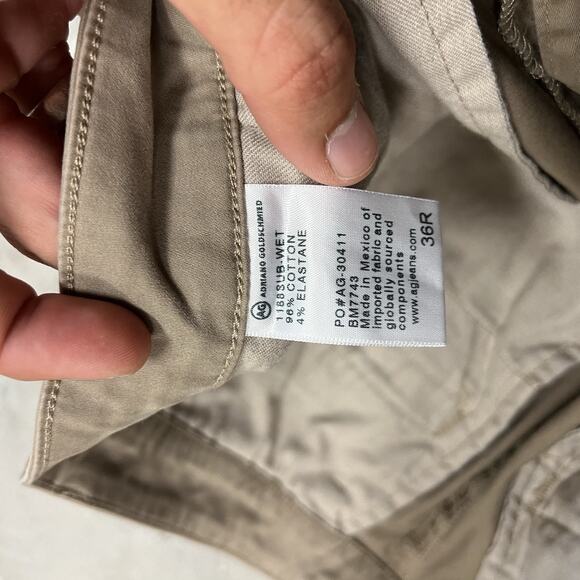 AG Adriano Goldschmied 36x30 Tan Khaki Lux Khaki Tailored Trouser Chino Pants - Picture 8 of 8